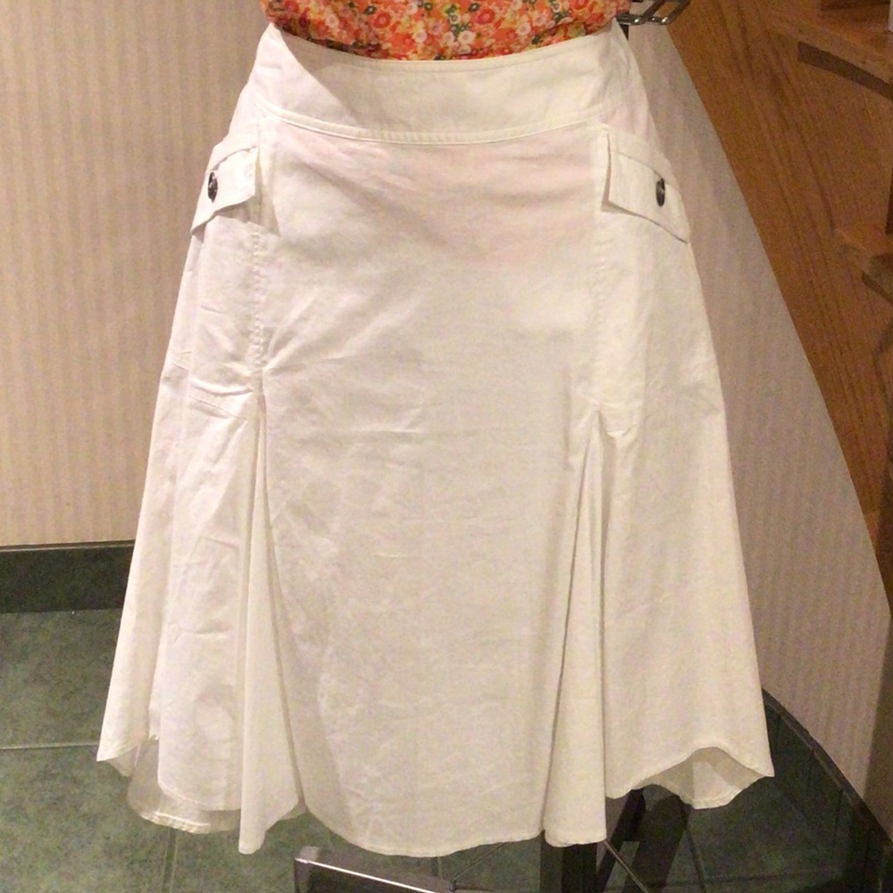 White cotton flared skirt